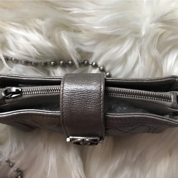 Authentic Chanel Mini Boy Lambskin Metallic Crossbody Bag Clutch Wallet on Chain - Picture 12 of 16